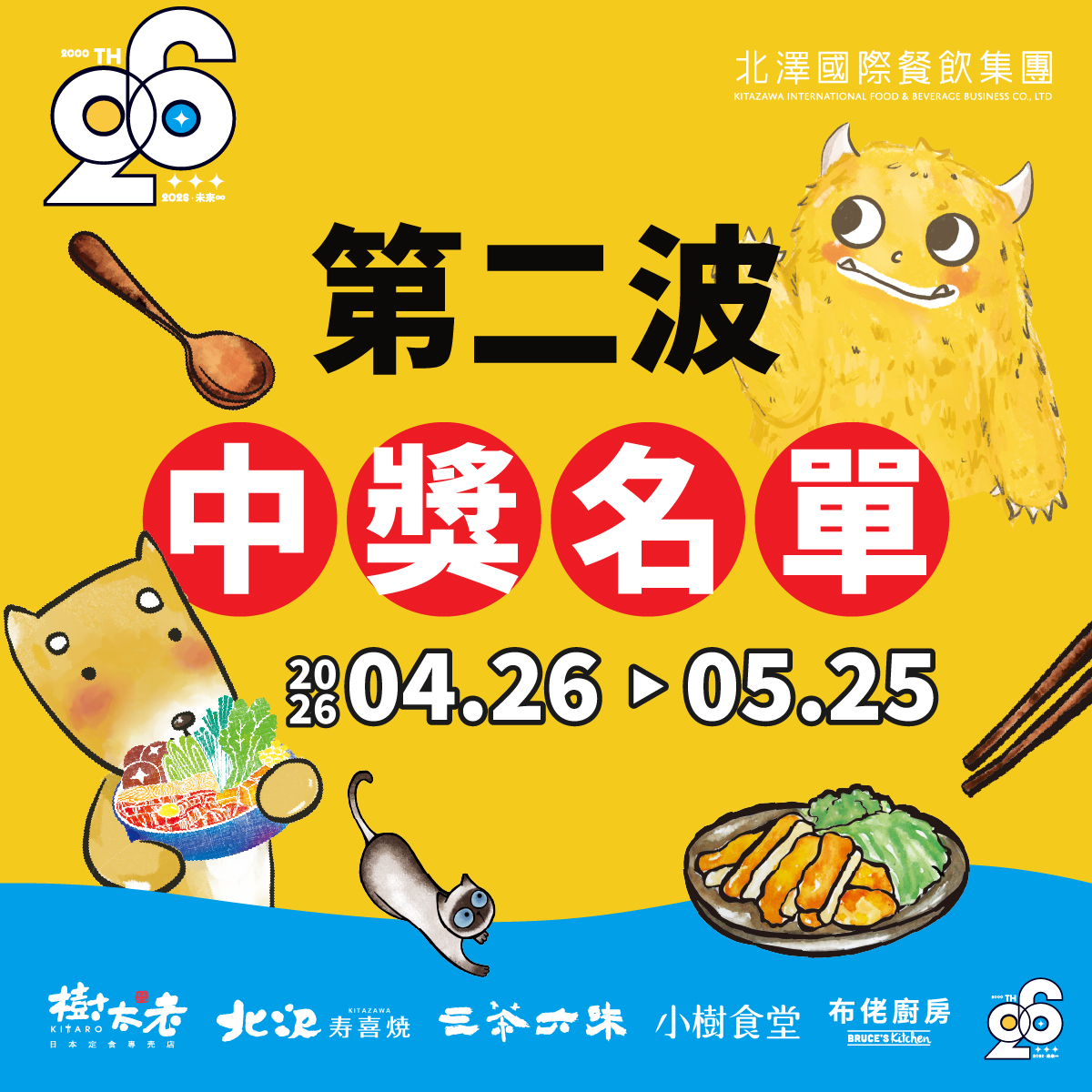 【北澤26 未來∞】26週年月月抽 第二波中獎名單