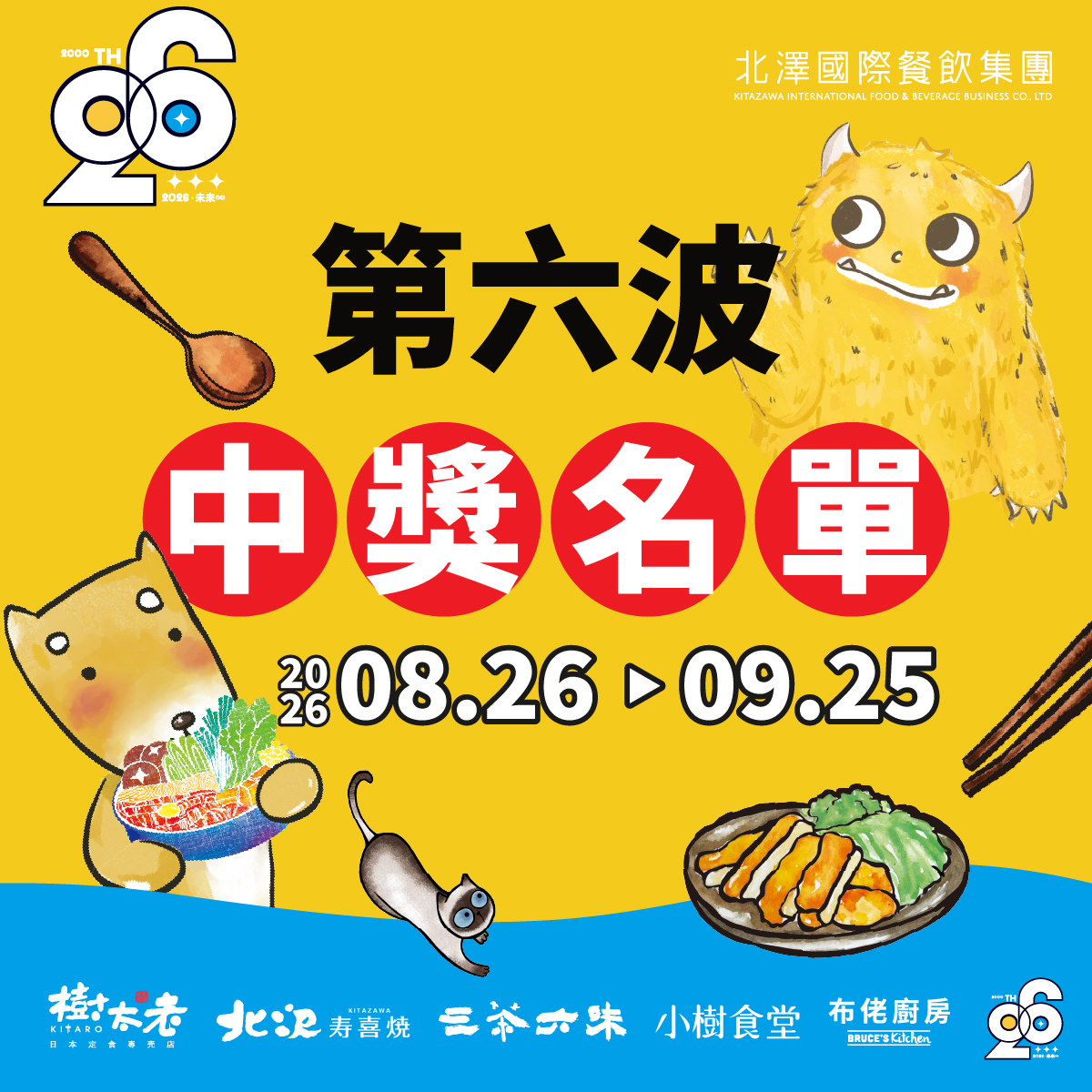 【北澤26 未來∞】26週年月月抽 第六波中獎名單 【北澤26 未來∞】26週年月月抽 第六波中獎名單